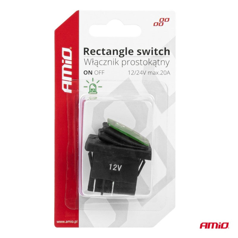Intrerupator dreptunghiular cu lumină verde