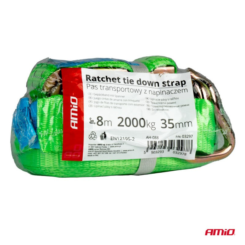 Bandă de transport cu tensionator 2000 kg 38 mm 8 m AMIO-03297
