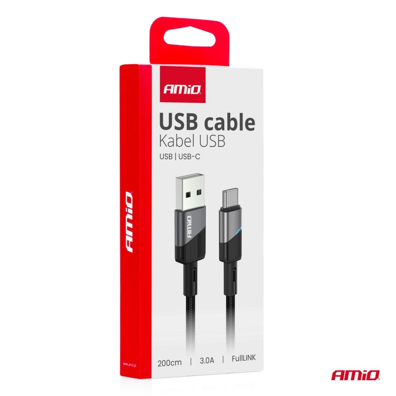 Cablu de încărcare USB-A - USB-C 3A 200cm FullLINK AMIO-03924