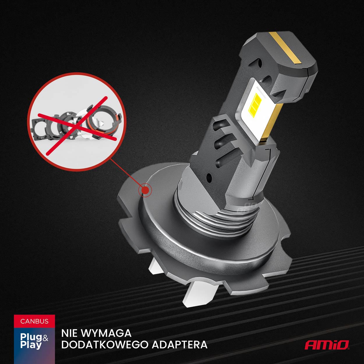 Becuri auto LED seria HYBRID H7 H18 6000K Canbus 60W AMIO-04115