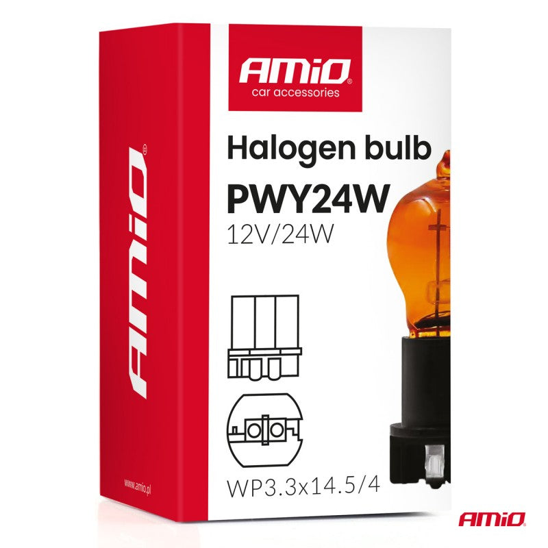 Bec halogen PWY24W WP3.3x14.5-4 Chihlimbar 12V 24W AMIO-04410