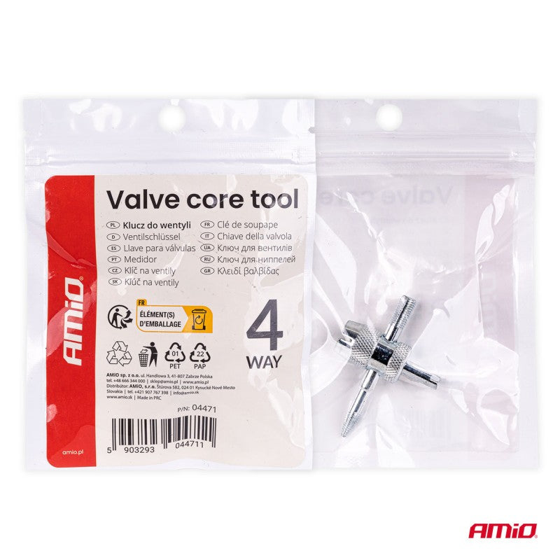 Cheie pentru supape, robinet, șurubelniță, calibrator, 4 în 1 AMIO-04471