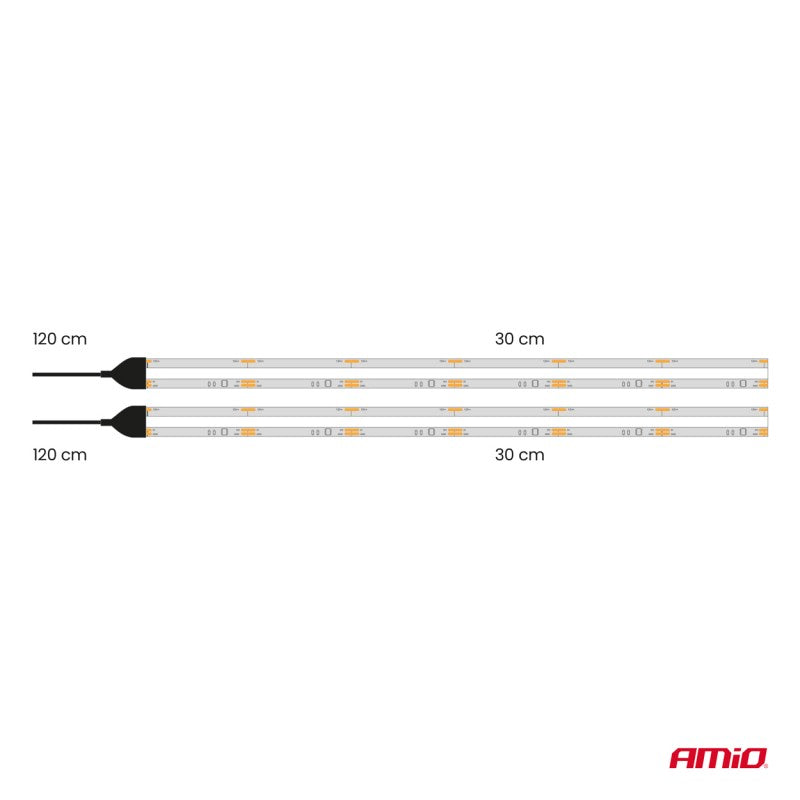 Benzi LED COB pentru mașini albe 2x30cm 12V AMIO-04569
