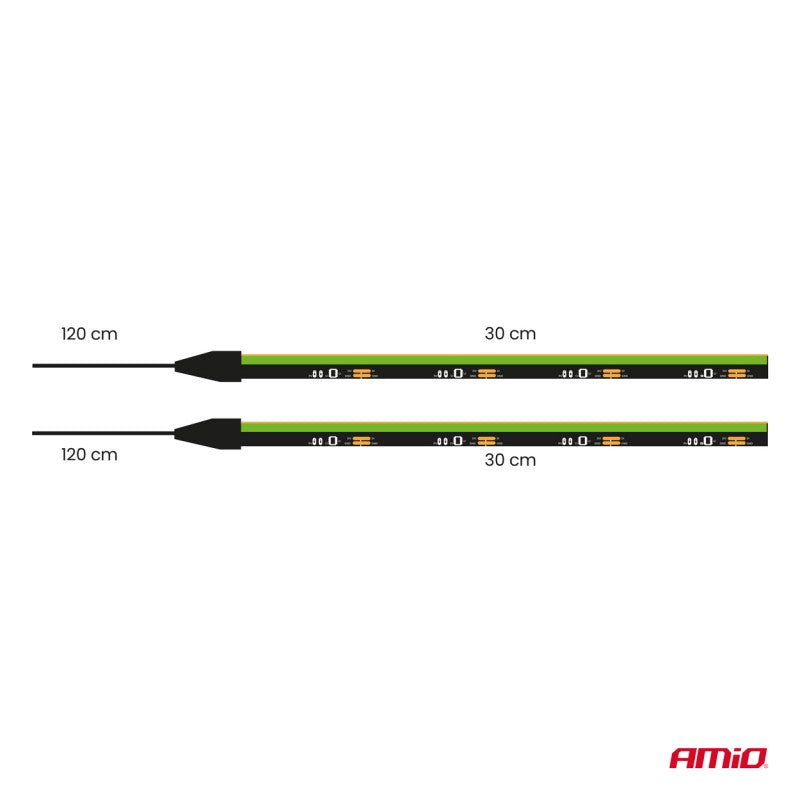 Benzi LED COB pentru lateralul mașinii, verde, 2x30cm, 12V, AMIO-04577