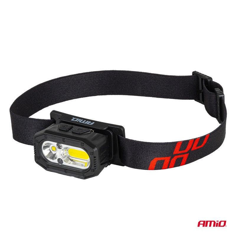 Lanternă frontală reîncărcabilă cu senzor de mișcare XPG+COB 1000mAh (BATT) AMIO-04663