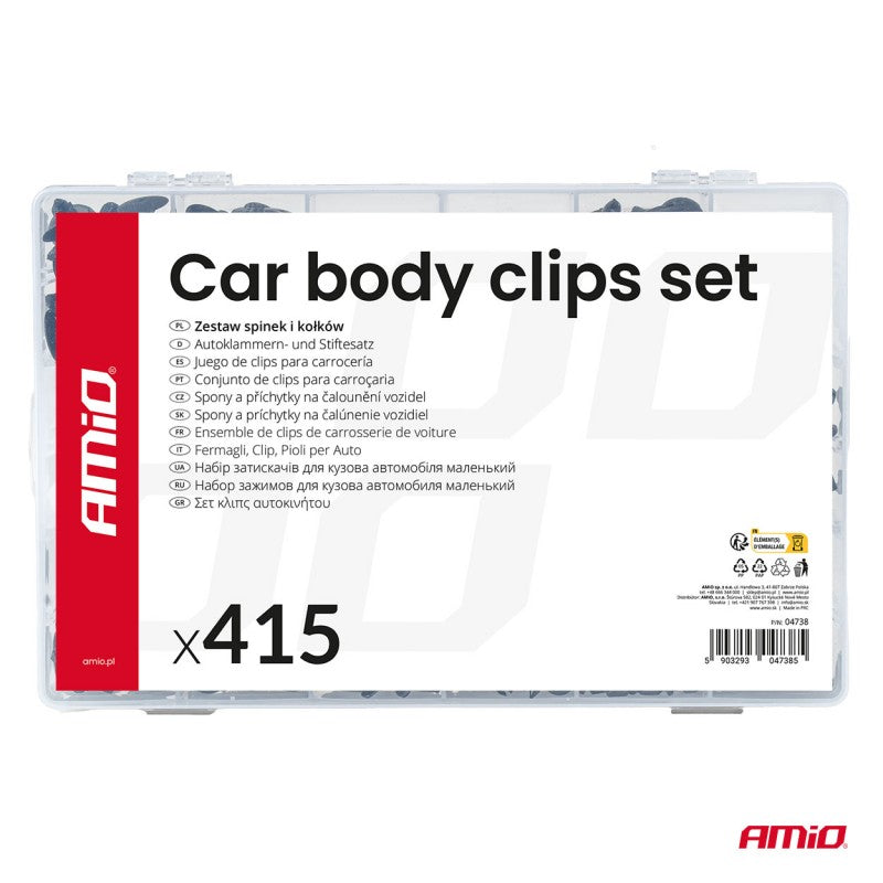 Set de cleme și știfturi auto, mari, 415 buc. AMIO-04738