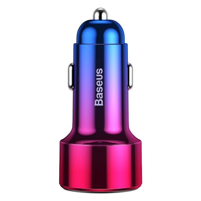 Incarcator de masina, Baseus Magic, 2x USB, 3.0, 45W, roșu-albastru