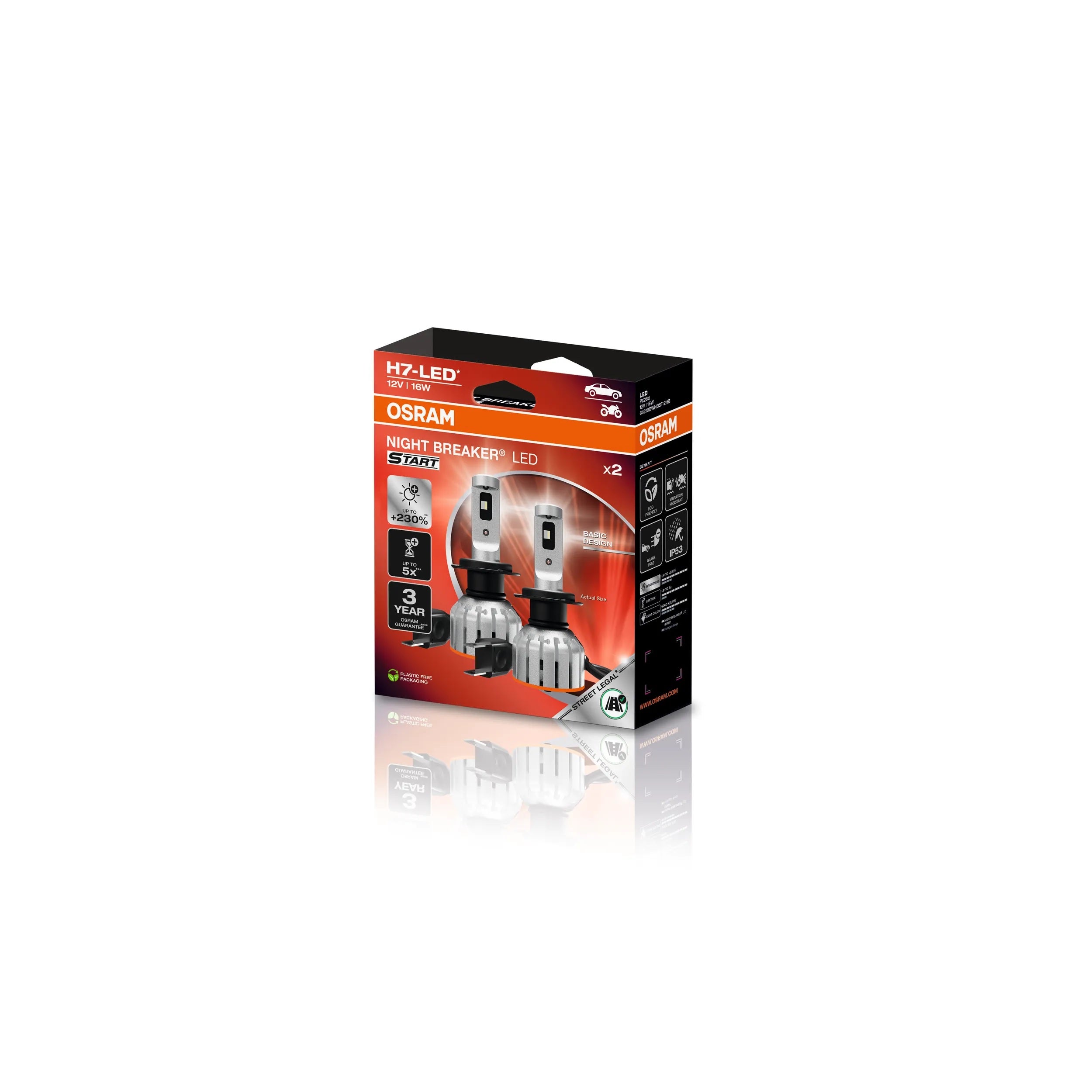 2 db-os Night Breaker LED START H7 izzókészlet +230% buborékcsomagolásban, ritka