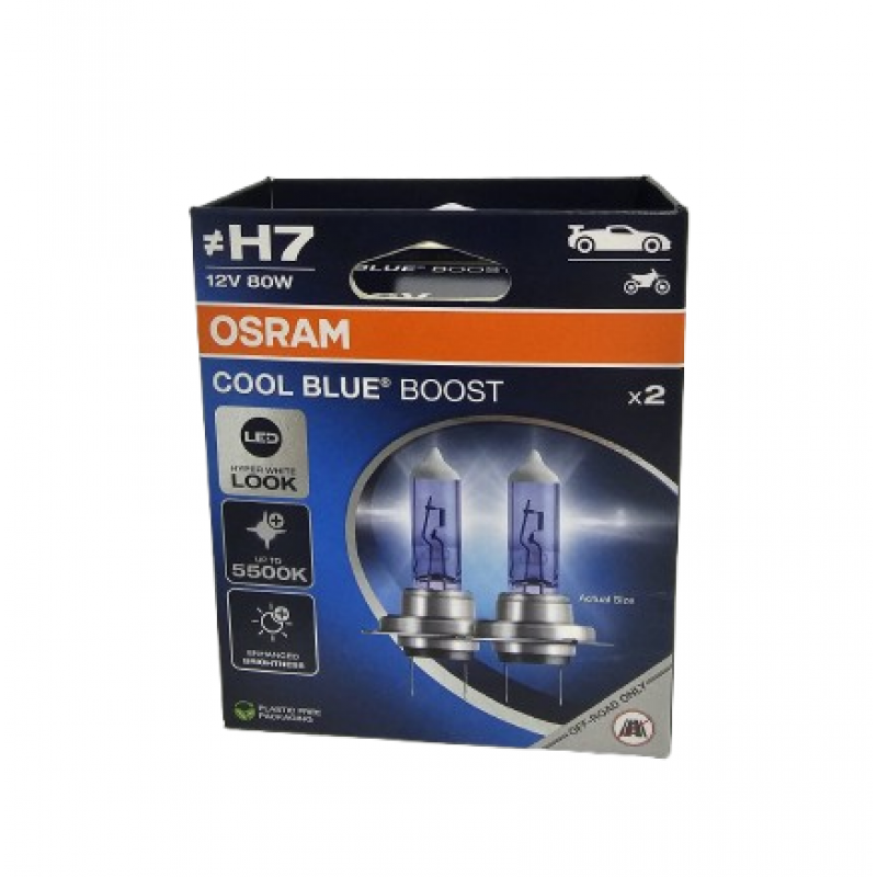 Bec Halogen, Osram, H7, 12V, 80W, PX26d, Modelul Nou COOL BLUE BOOST