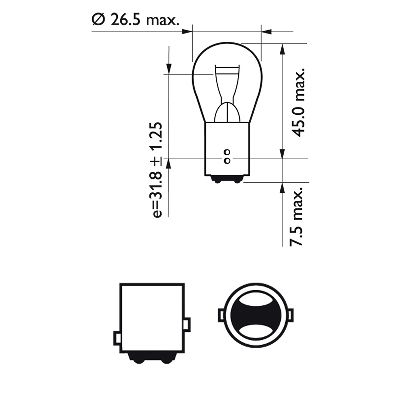 2 db-os jelzőizzó készlet P21/5W 12V (bliszter) PHILIPS