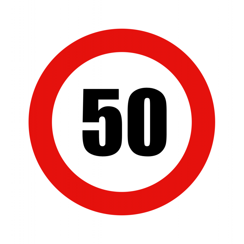 Abțibild limitator viteză, 50 km