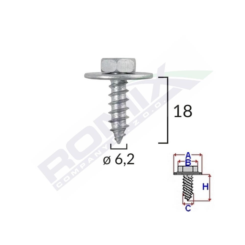 SURUB FIXARE ELEMENTE MOTOR PENTRU TOYOTA 6.2X18MM SET 10 BUC