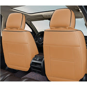 Huse auto premium 5 locuri Carguard Deluxe piele ecologică perforată și textil - maro caramel
