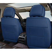 Huse auto premium 5 locuri Carguard Deluxe piele ecologică perforată - albastru închis - negru