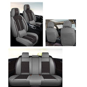 Huse auto premium 5 locuri Carguard Deluxe piele ecologică perforată - gri - negru