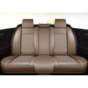 Huse auto premium 5 locuri Carguard Deluxe piele ecologică perforată - maro deschis - crem