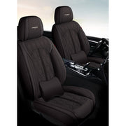 Huse auto premium 5 locuri Carguard Deluxe piele ecologică perforată - negru