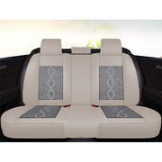Huse auto premium 5 locuri Carguard Deluxe piele ecologică perforată și textil - gri deschis - gri închis
