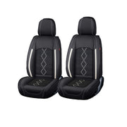 Huse auto premium 5 locuri Carguard Deluxe piele ecologică perforată și textil - negru - alb