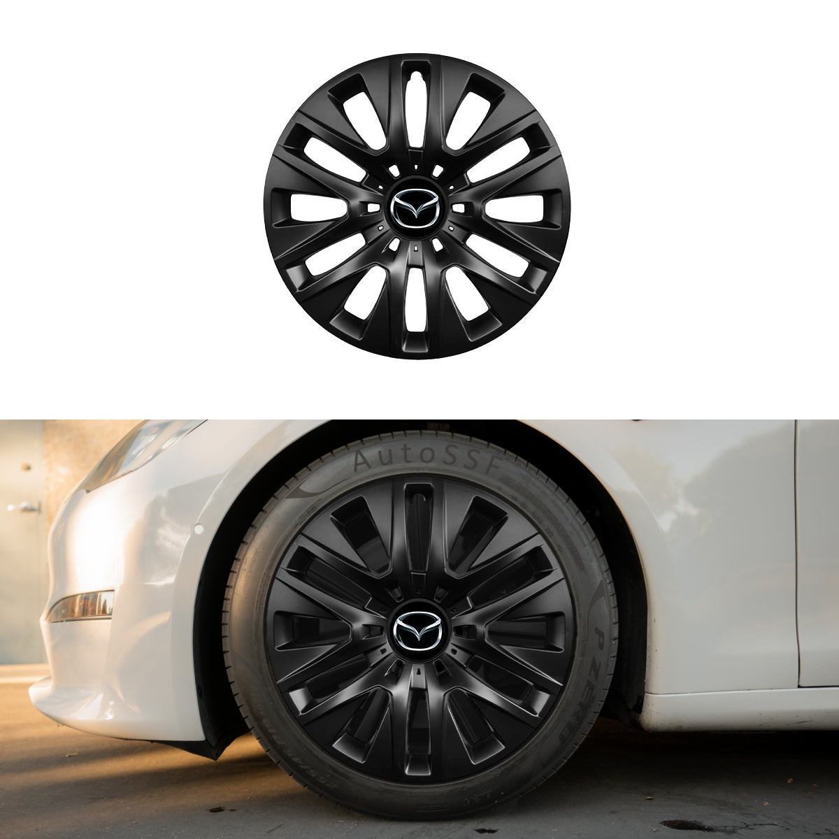 Set 4 capace roti potrivite jantelor de 16 inch compatibile MAZDA, Model 429 Black