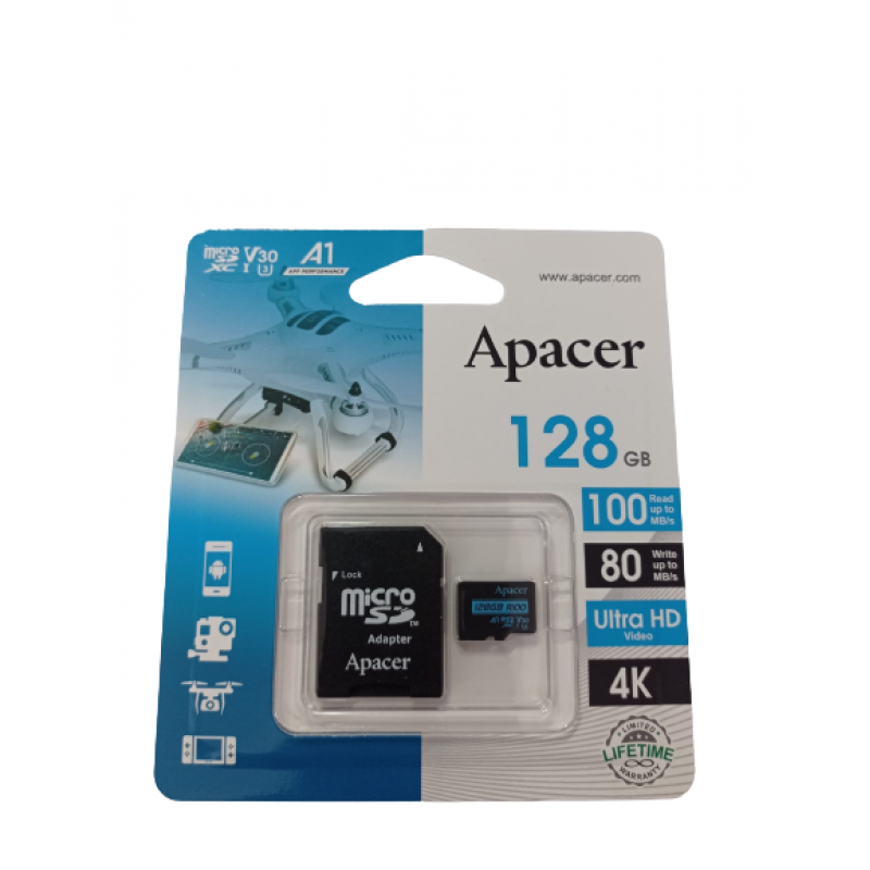 Micro SD XC UHS-I Apacer, 128GB, clasa10 cu adaptor SD