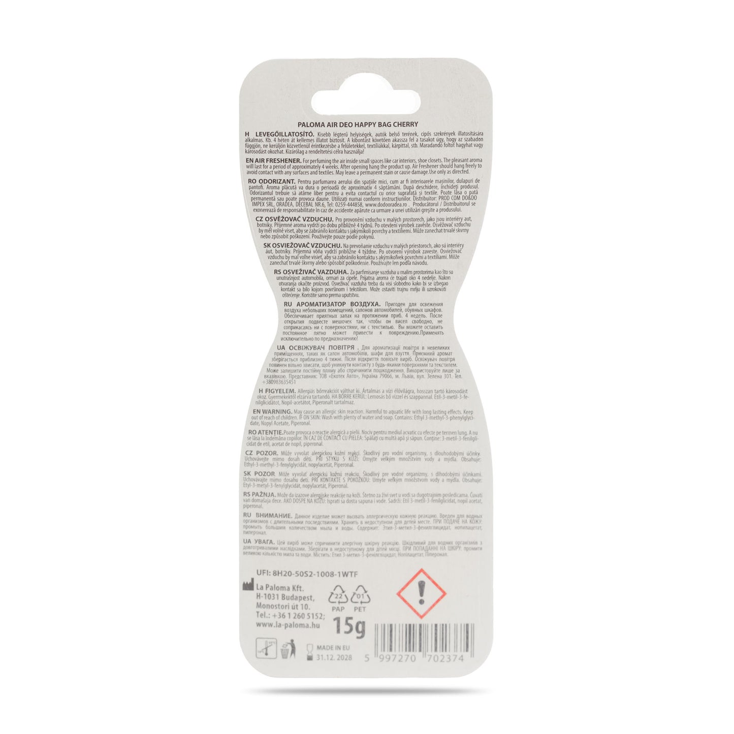 Odorizant auto Paloma Happy Bag Cherry