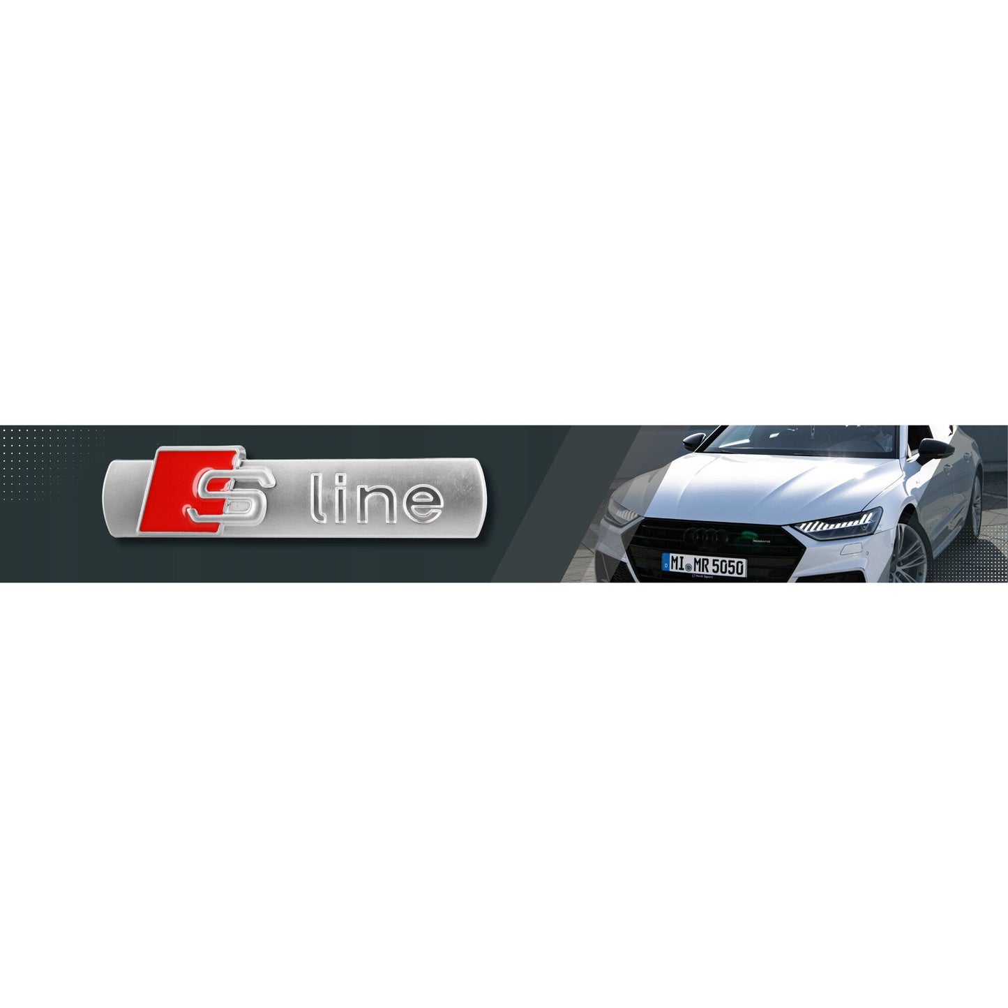 Emblema auto Audi S-LINE, 7x1,7x3 cm, argintie, montaj simplu