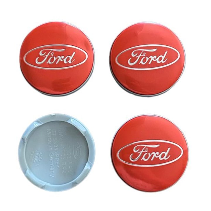 Set 4 capace roti, Ford, 54mm, compatibile cu jantele din aliaj, Rosu