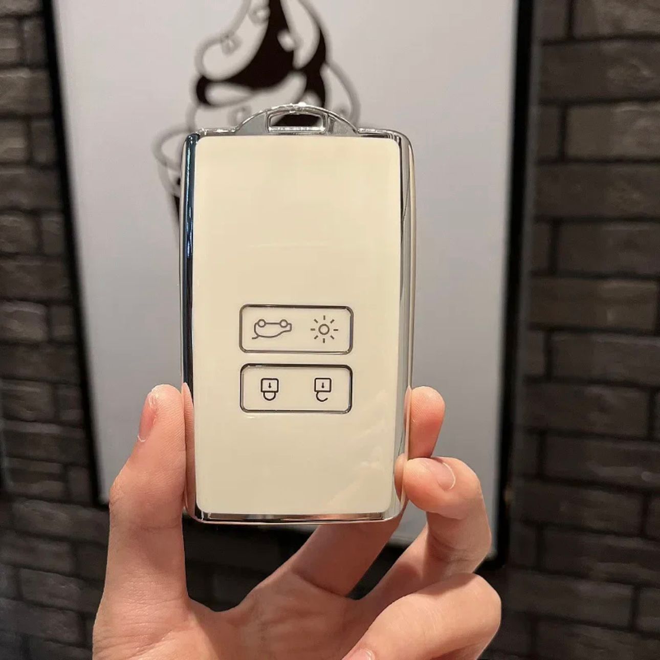 Husa cheie keyless Renault Clio V, Megane IV, Talisman, Kadjar, Zoe, Dacia Duster, Logan 3, Sandero 3 Alb