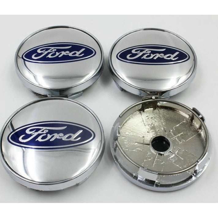 Set 4 capacele roti 60mm argintii/gri, Ford Focus/Mondeo/Kuga, pentru jante aliaj