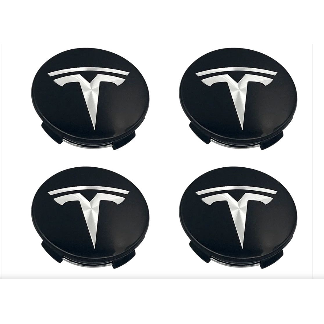 Set 4 capace TESLA, 57mm, Negru-Argintiu, pentru jante aliaj