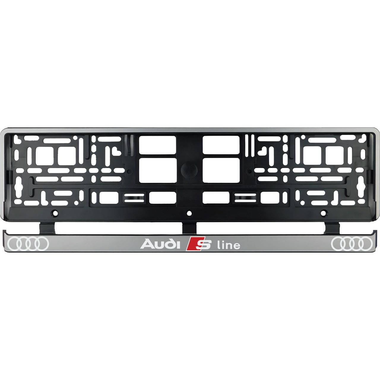 Set 2 bucati, suport numar inmatriculare argintiu Audi Sline