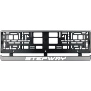 Set 2 bucati, suport numar inmatriculare argintiu Dacia Stepway