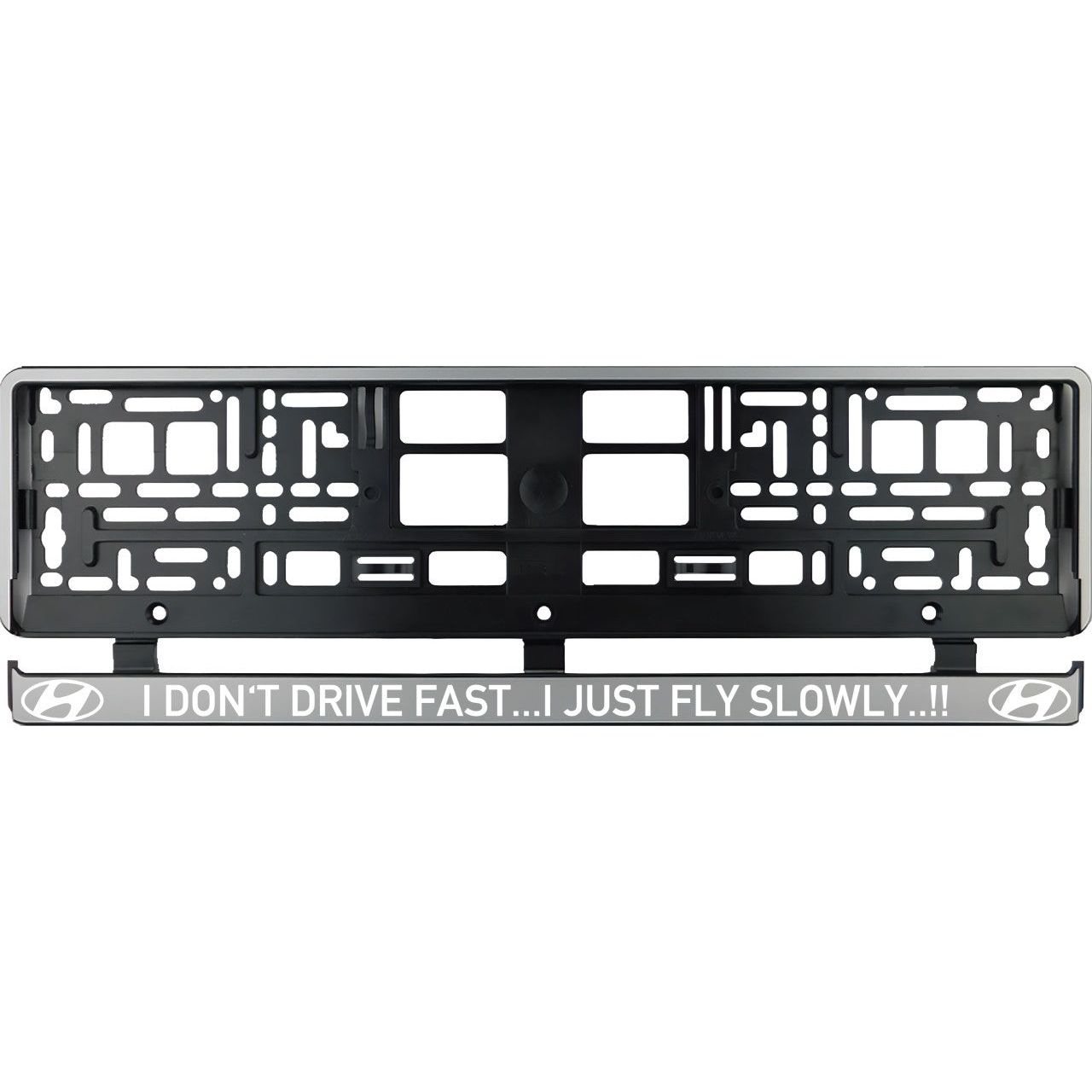 Set 2 bucati, suport numar inmatriculare argintiu Hyundai