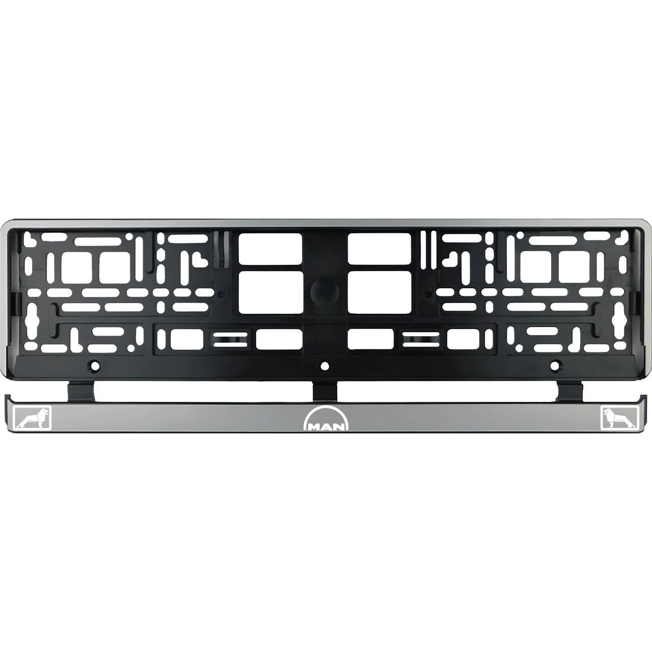 Set 2 bucati, suport numar inmatriculare argintiu Man alb