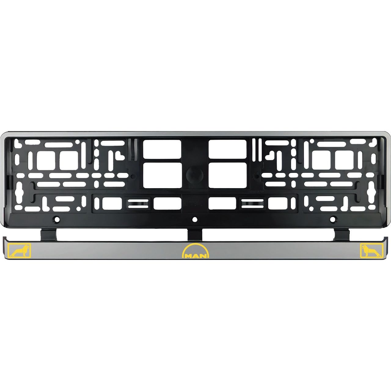 Set 2 bucati, suport numar inmatriculare argintiu MAN IV