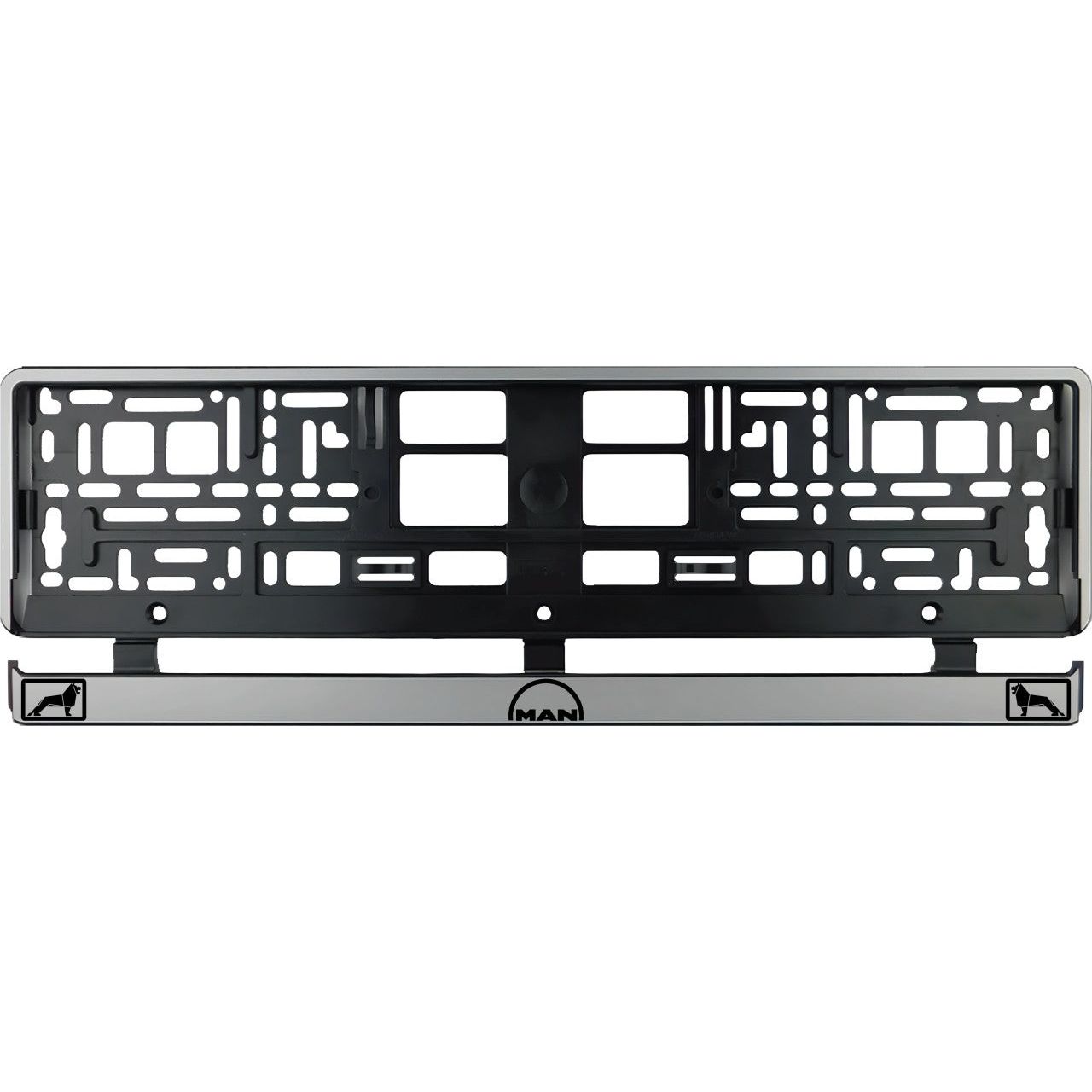 Set 2 bucati, suport numar inmatriculare argintiu MAN