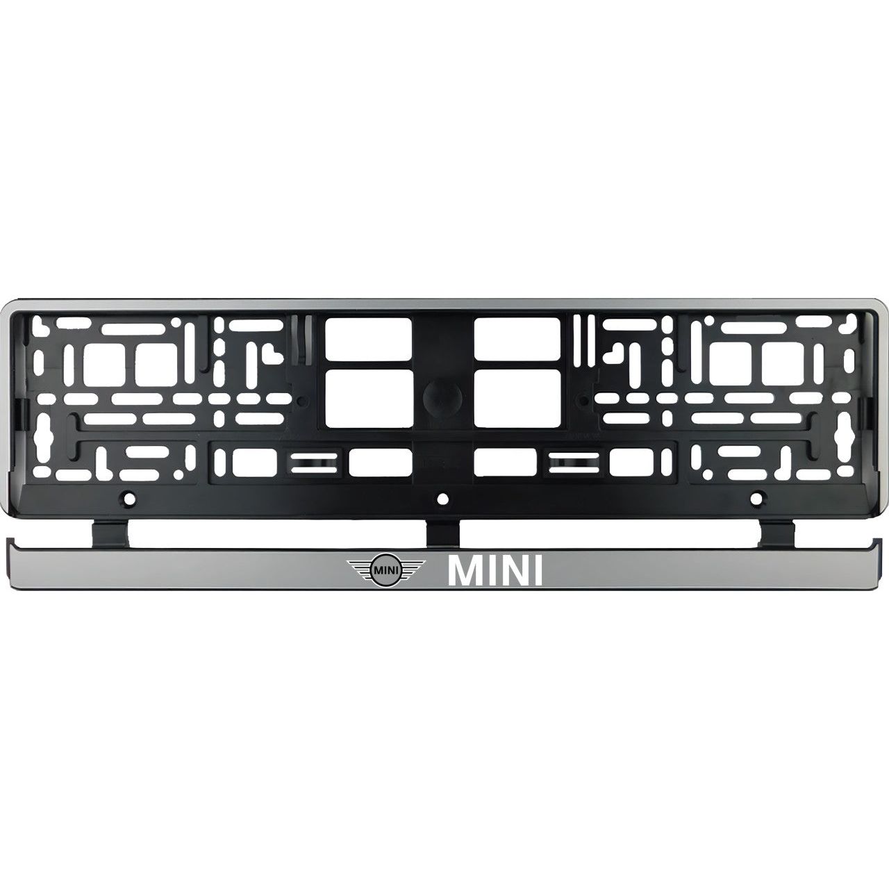 Set 2 bucati, suport numar inmatriculare argintiu Mini