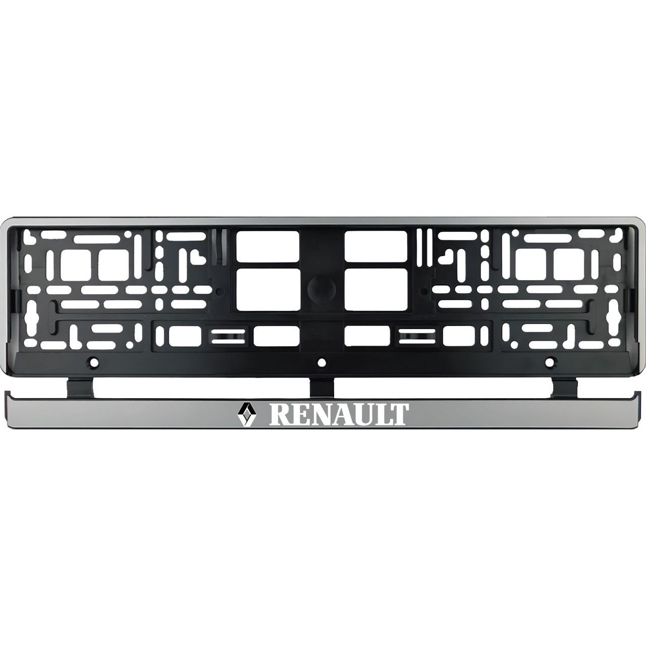 Set 2 bucati, suport numar inmatriculare argintiu Renault
