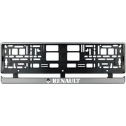 Set 2 bucati, suport numar inmatriculare argintiu Renault