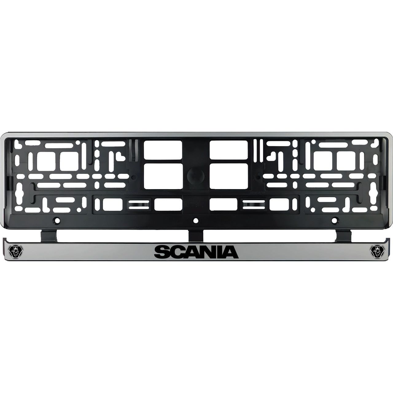 Set 2 bucati, suport numar inmatriculare argintiu Scania II