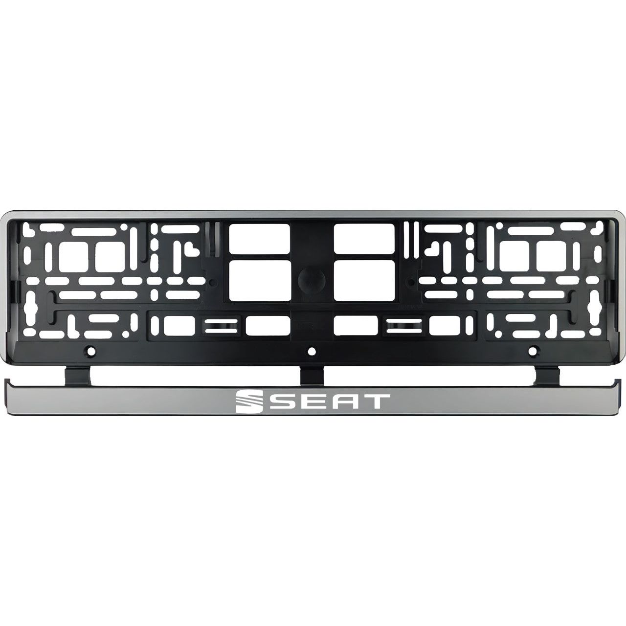 Set 2 bucati, suport numar inmatriculare argintiu Seat