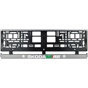Set 2 bucati, suport numar inmatriculare argintiu Skoda VRS
