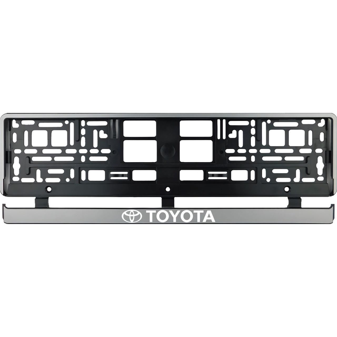 Set 2 bucati, suport numar inmatriculare argintiu Toyota