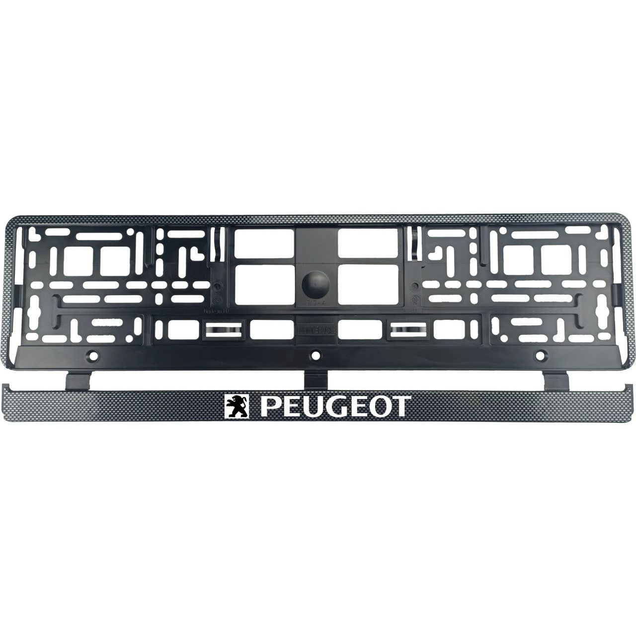 Set 2 bucati, suport numar inmatriculare Carbon, Peugeot