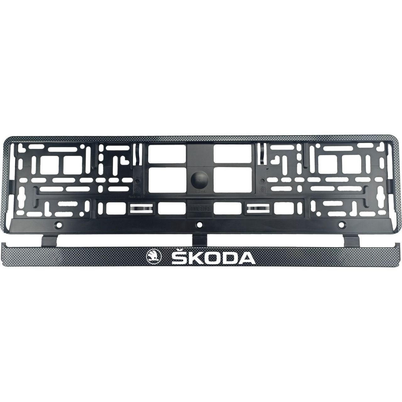 Set 2 bucati, suport numar inmatriculare Carbon, Skoda I