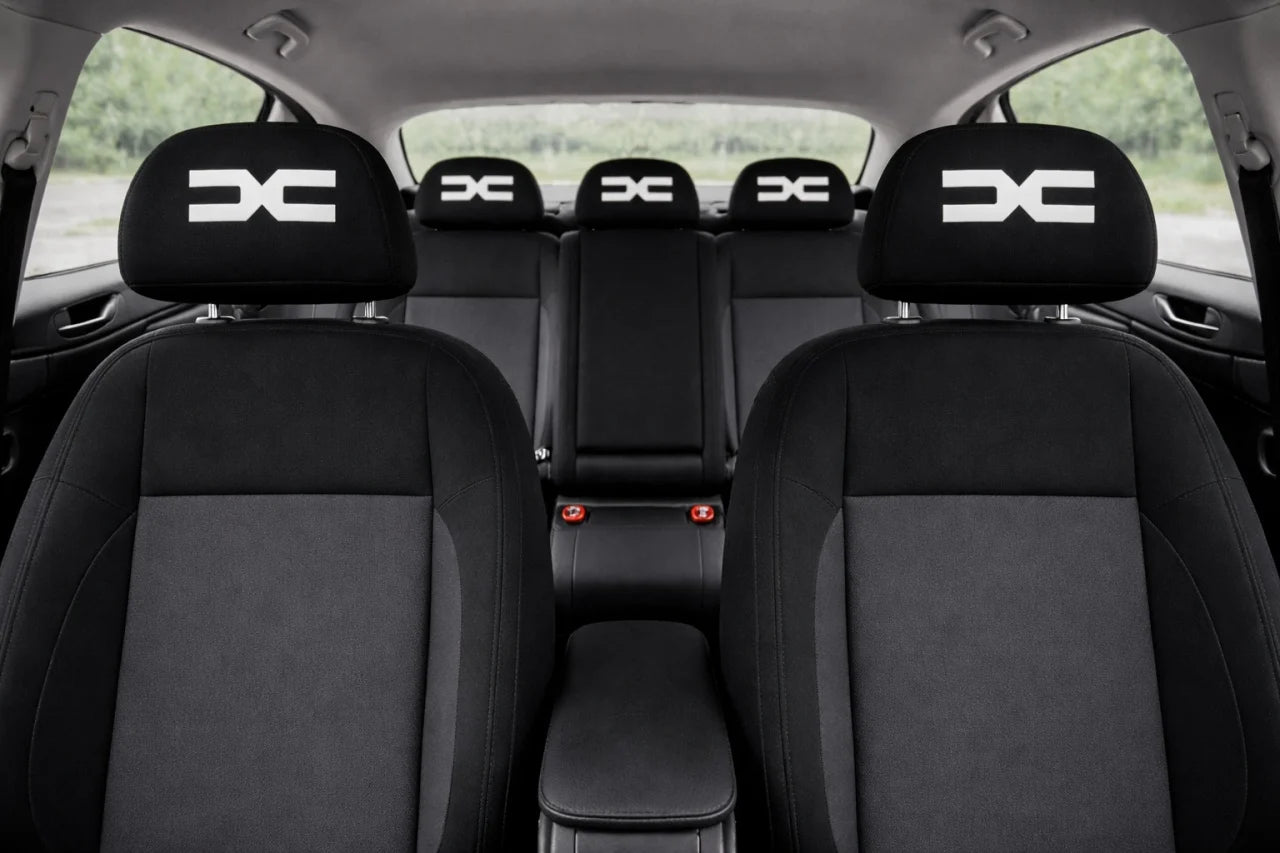 Set 2 huse tetiere negre, pentru gama auto DACIA NOU