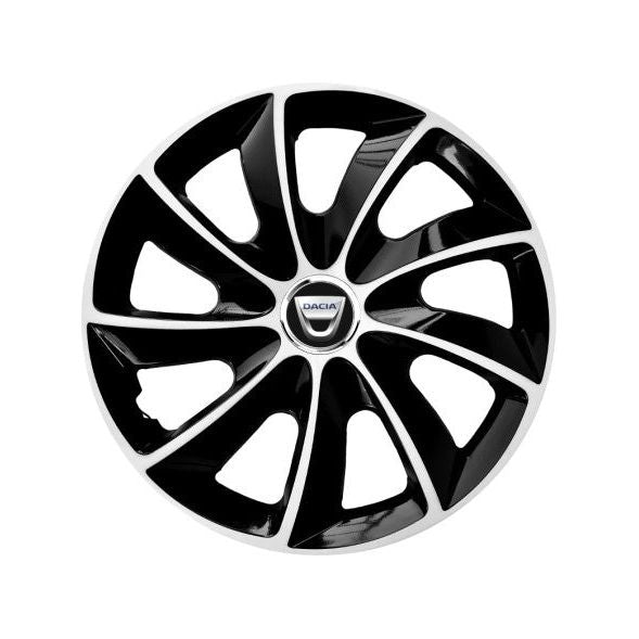 Set 4 Capace Roti 14 inch (R14) Compatibile Cu Dacia, model Stig Black & White