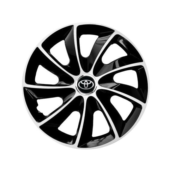 Set 4 Capace Roti potrivite jantelor de 15 inch, pentru Toyota, model Stig Extra Black & White