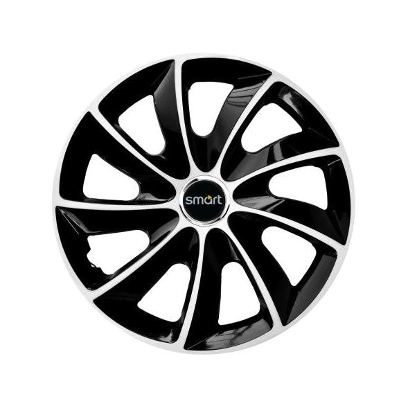 Set 4 Capace Roti potrivite jantelor de 15 inch, pentru Smart, model Stig Extra Black & White